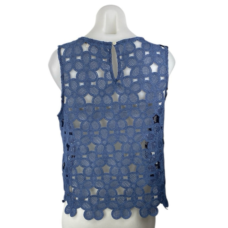 Ann Taylor LOFT Blue Daisy Floral Crochet Lace Sleeveless Crop Tank Top Size S