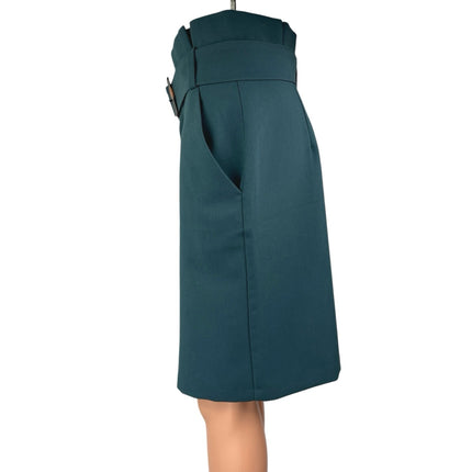 Banana Republic Women's Blue Green Belted Knee Length Paperbag Pencil Skirt 4