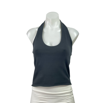 Zara Womens Black Knit Racerback Sleeveless Cropped Open Back Tank Top Size L