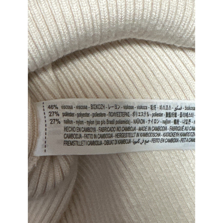 Zara Beige Strapless Sleeveless Ribbed Knit Tube Bandeau Mini Bodycon Dress Sz S