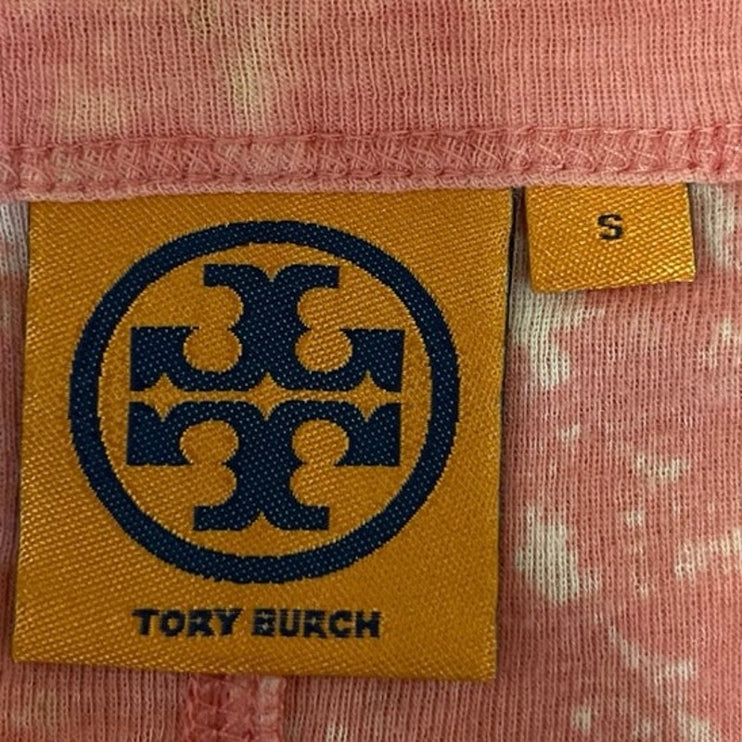 Tory Burch Pink Printed Tie Dye Cotton Knit Long Sleeve Pullover Sweater Top S