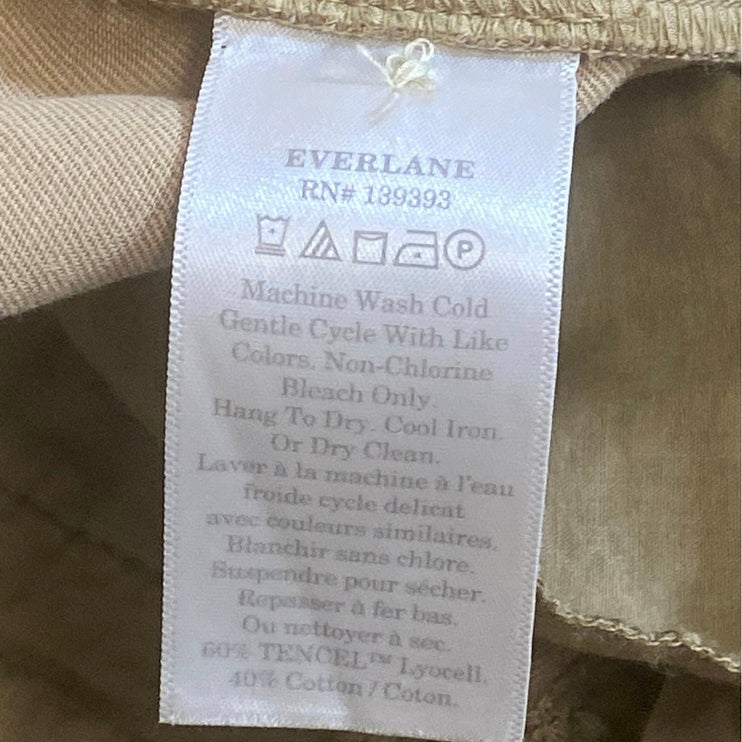 Everlane Khaki High Rise Pleated Baggy Palazzo Wide Leg Trousers Dress Pants 00S