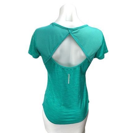 Reebok Women's Green Short Sleeve Cutout Activewear Fitness Tee T-Shirt Top XS