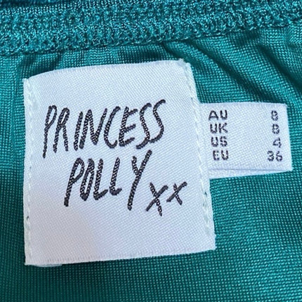 Princess Polly Green Long Sleeve Square Knit Stretch Mini Bodycon Dress Size 4