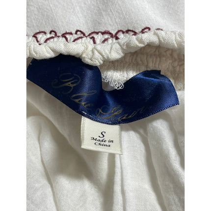 Blue Rain White Embroidered Off Shoulder Short Sleeve Pleasant Blouse Top Size S