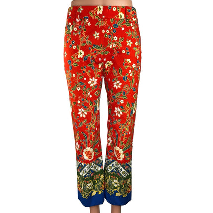 TORY BURCH Dayton Multicolor Samba Batik Flower Flared Crop Ankle Pant Size 29