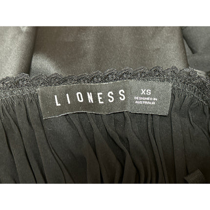 Lioness Black Sleeveless Ruched Lace Trim Cami Camisole Tank Crop Top Size XS