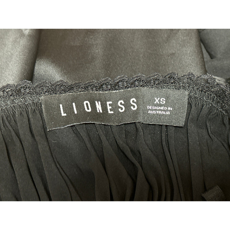 Lioness Black Sleeveless Ruched Lace Trim Cami Camisole Tank Crop Top Size XS