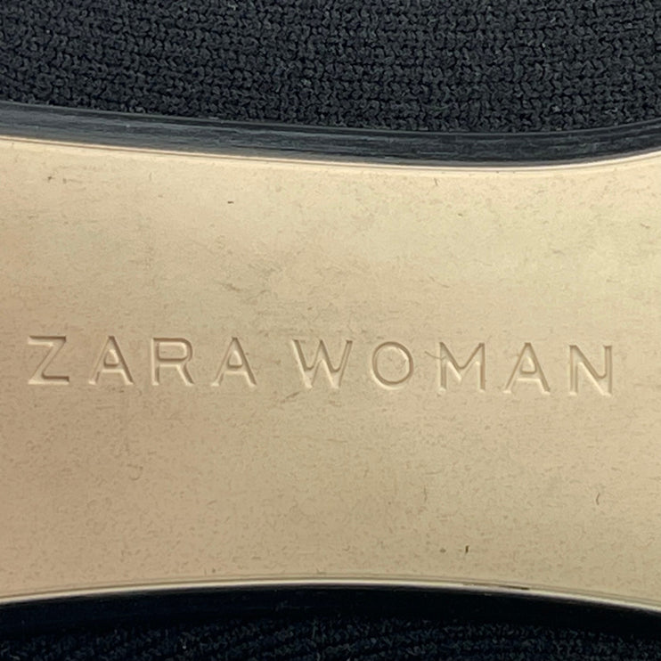 Zara Women's Black Stretch-Knit Pointed Toe Slip-On Heeled Sock Ankle Boot Sz 9