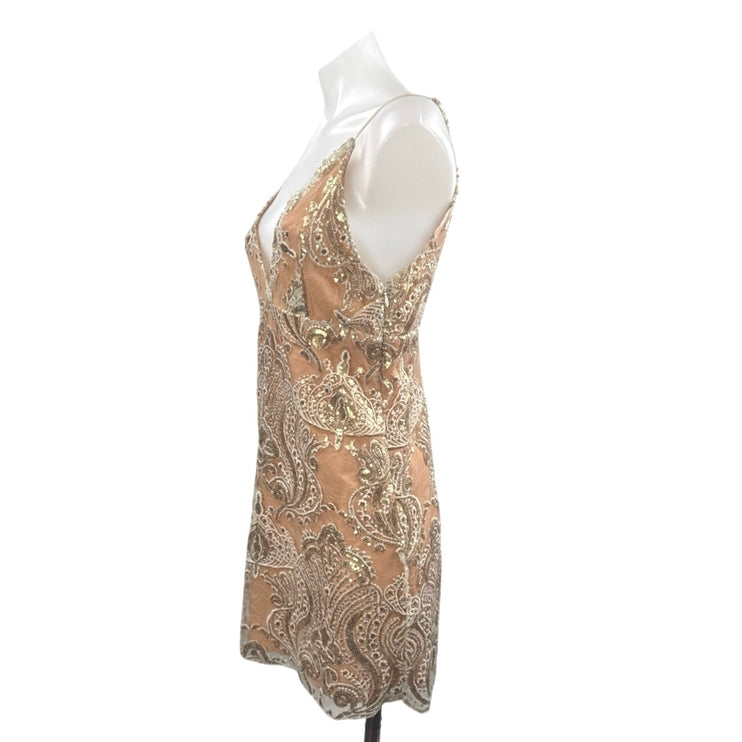 Free People Night Shimmers Paisley Sequin Sleeveless Mini Cami Tank Slip Dress 2