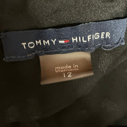 Tommy Hilfiger Women's Black Long Sleeve Mesh Collar Shift Mini Dress Size 12