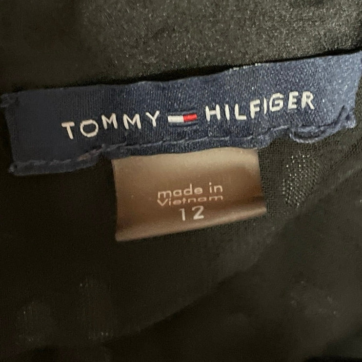 Tommy Hilfiger Women's Black Long Sleeve Mesh Collar Shift Mini Dress Size 12