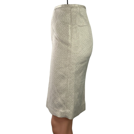 Lida Smolinski Womens Ivory White Textured Argyle High Waist Pencil Mini Skirt S