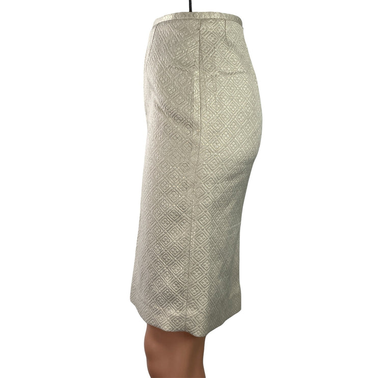 Lida Smolinski Womens Ivory White Textured Argyle High Waist Pencil Mini Skirt S