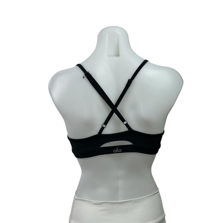 Alo Yoga Women's Black Cross Back Yoga Workout Athletic Sports Bra Crop Top XS