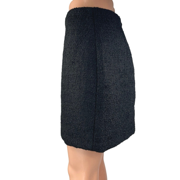 H&M Women's Black High Waisted Textured Zip Casual Pencil Mini Skirt Size 6