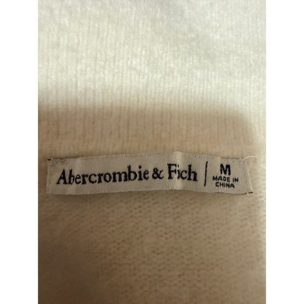 Abercrombie & Fitch White Button Down Long Sleeve Knit Collar Cardigan Sweater M