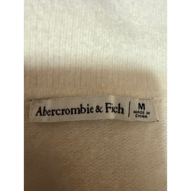 Abercrombie & Fitch White Button Down Long Sleeve Knit Collar Cardigan Sweater M