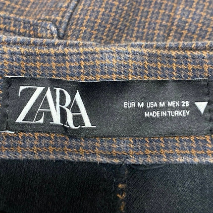 Zara Women's Brown Plaid Checkered Mini Straight Pencil Cargo Denim Jean Skirt M