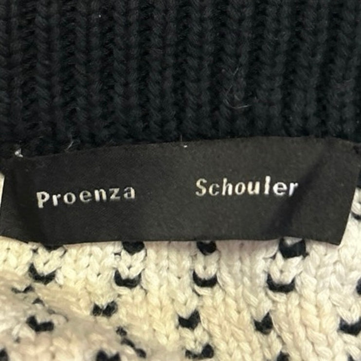 Proenza Schouler Women's Black White Striped Long Sleeve Pullover Sweater Top M