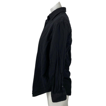 Little Moon Women's Black Gauze Long Sleeve Collar Button Down Shirt Top Size XS