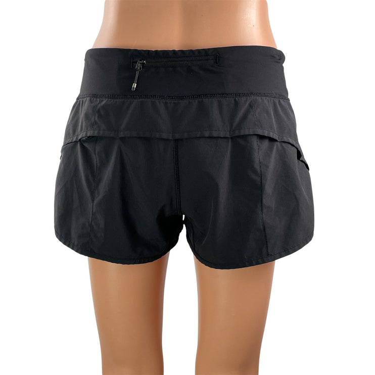 Lululemon Speed Up Women's Black Knit Activewear Athletic Running Shorts Size S