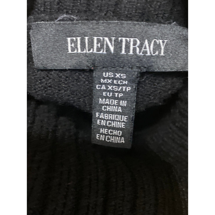 Ellen Tracy Women's Black Ribbed Trim Turtleneck Long Sleeve Sweater Top Size XS