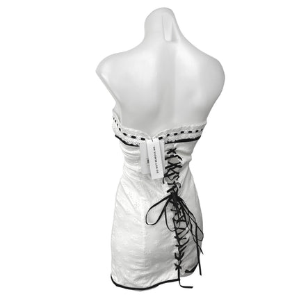 NEW With Jean Sabrin White Embroidery Strapless Sleeveless Mini Corset Dress XXS