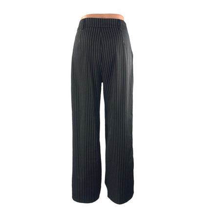 Princess Polly Women's Black Stripe High Rise Palazzo Wide Leg Trousers Pants 4