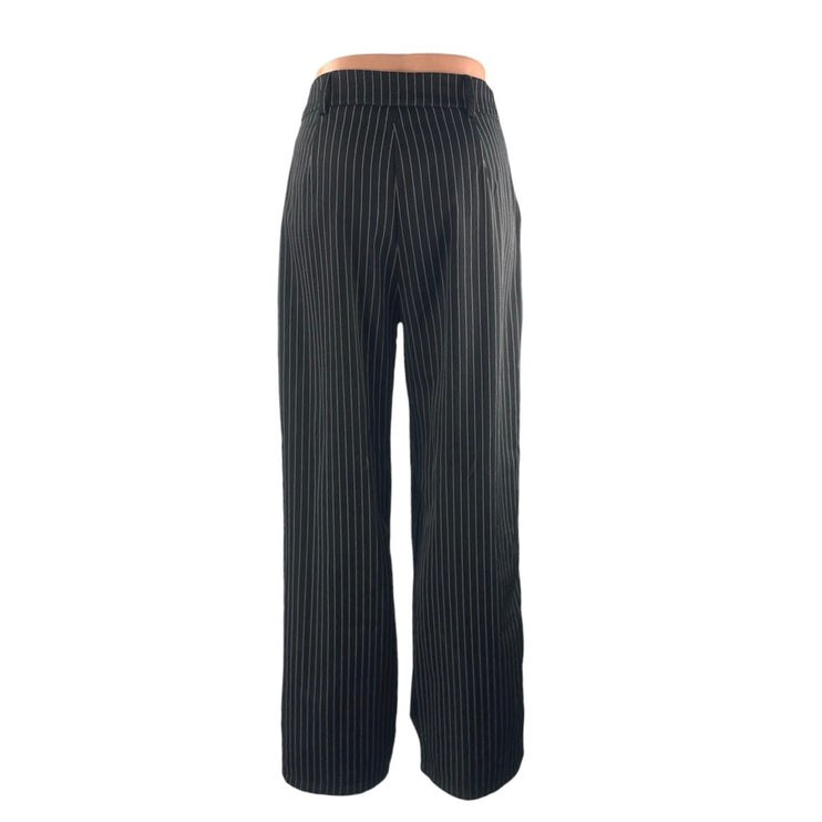 Princess Polly Women's Black Stripe High Rise Palazzo Wide Leg Trousers Pants 4