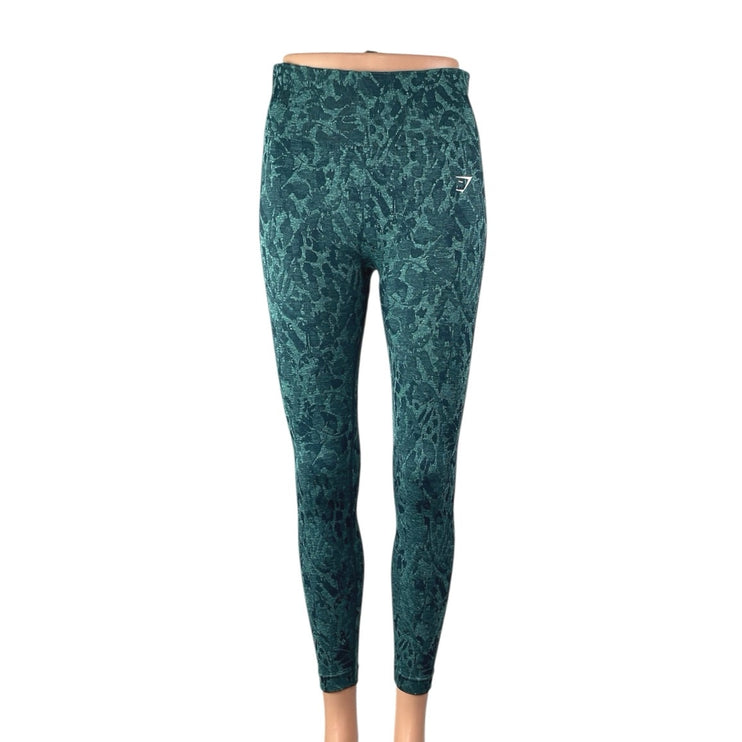 Gymshark Adapt Animal Seamless Green Jacquard Yoga Athletic Leggings Pants Sz M