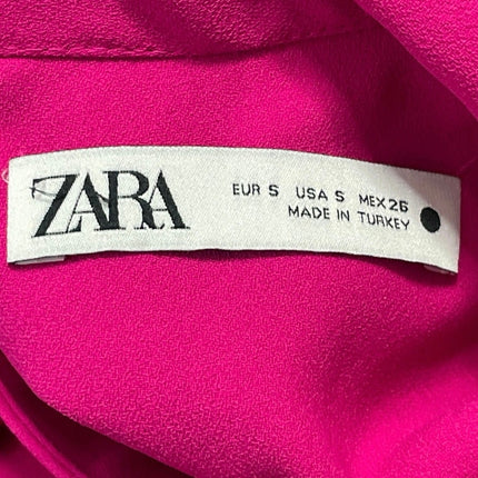 Zara Fuchsia Pink Sleeveless Shoulder Pads Turtleneck Mini Sweater Tank Dress S