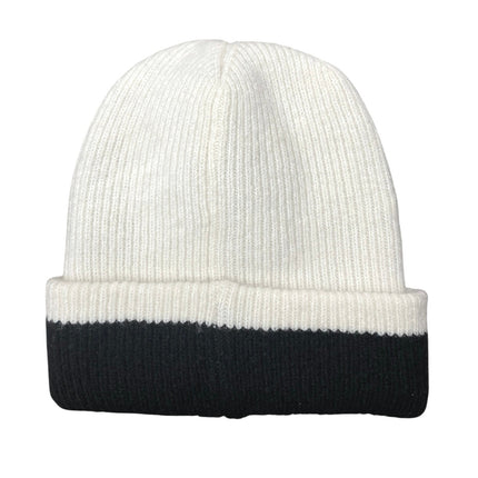 Anthropologie Maeve Womens Black White Colorblock Striped Knit Bonnet Beanie