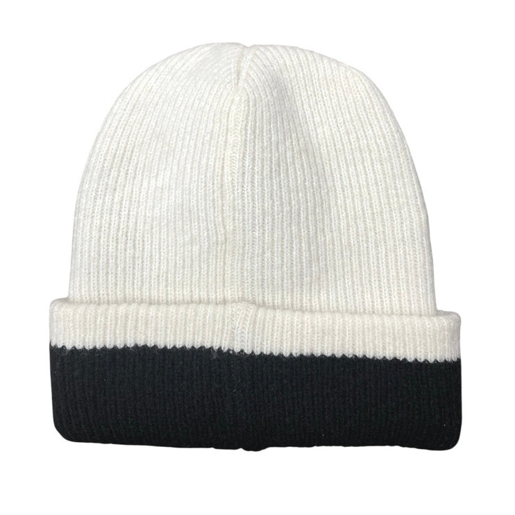 Anthropologie Maeve Womens Black White Colorblock Striped Knit Bonnet Beanie