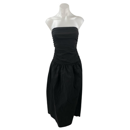PrettyLittleThing Black Strapless Sleeveless Midi A-Line Tank Tube Dress Size 2