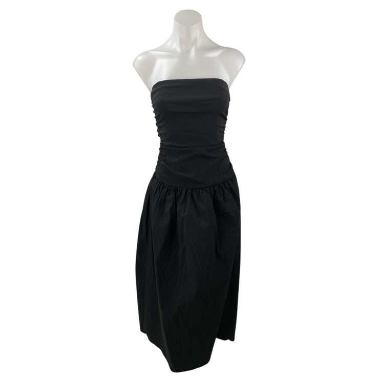 PrettyLittleThing Black Strapless Sleeveless Midi A-Line Tank Tube Dress Size 2