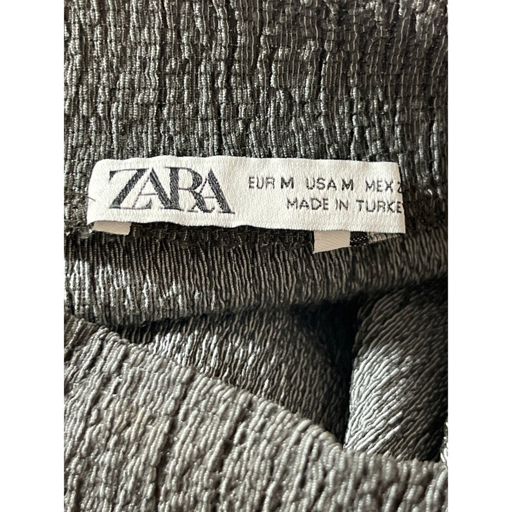 Zara Women's Gray Mock Neck Short Sleeve Top & Wide Tapered Pants Matching Set S