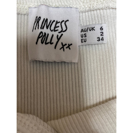 Princess Polly Made With Love Women's White Sleeveless Crop Cami Corset Top Sz 2