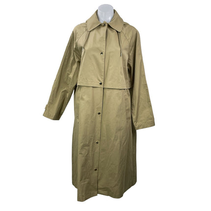 Zara Beige Long Sleeves Snap Button Hooded Long Rain Trench Coat Jacket Size XS