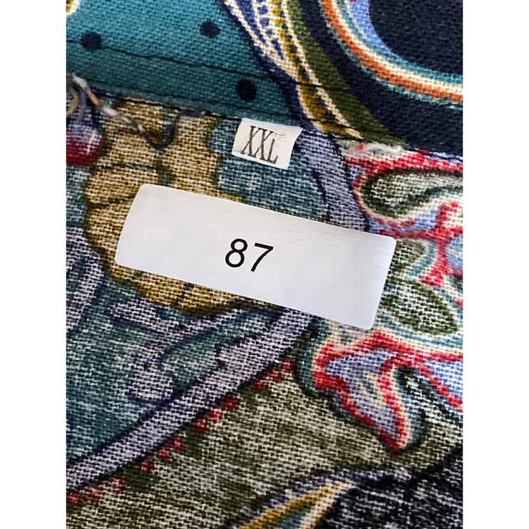 87 Men's Multicolor Paisley Colorblock Long Sleeve Button Down Shirt Top Size XL
