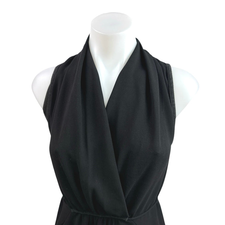 Aritzia Wilfred Black Sleeveless V Neck Faux Wrap Mini Sheath Dress Size XXS