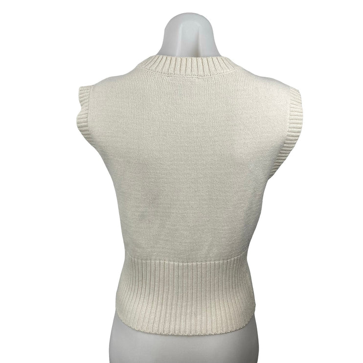 Freshman 1996 Women's Cream Sleeveless Crew Neck Tank Vest Sweater Top Size M