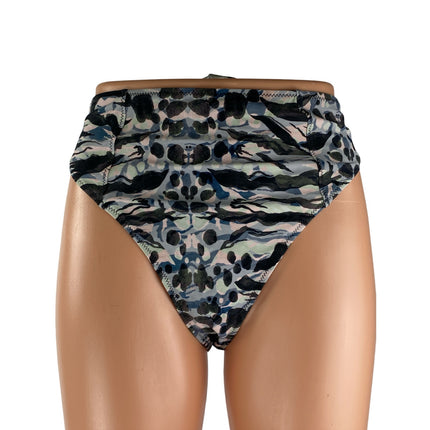 NEW AllSaints Eva Oniyuri Women's Animal Print High Waisted Swimwear Bikini Sz L