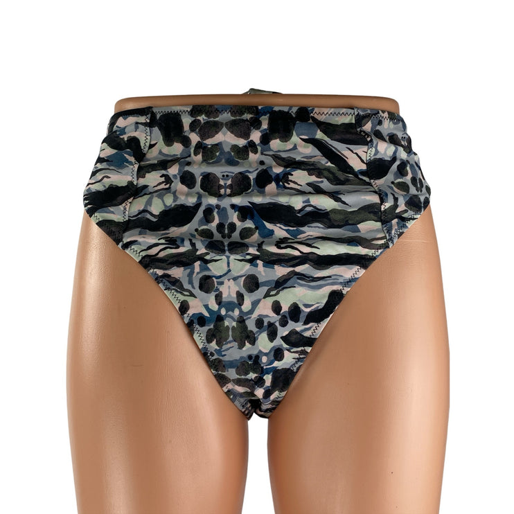 NEW AllSaints Eva Oniyuri Women's Animal Print High Waisted Swimwear Bikini Sz L