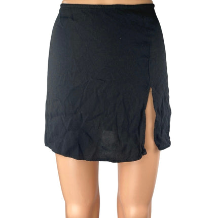 Reformation Margot Women's Black Side Slit High Waisted A Line Mini Skirt Size 2