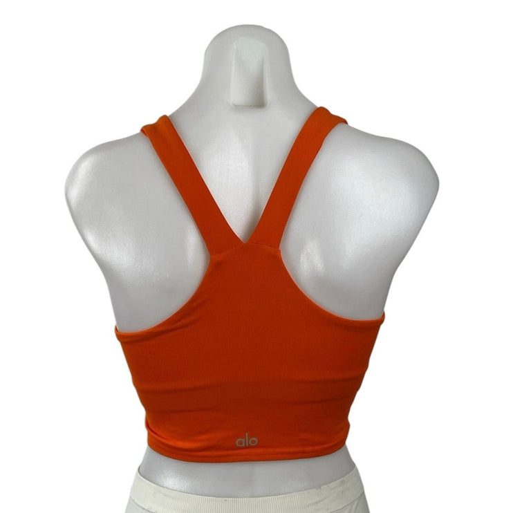 Alo Yoga Coral V Neck Racerback Workout Gym Athletic Sports Bra Crop Top Size S