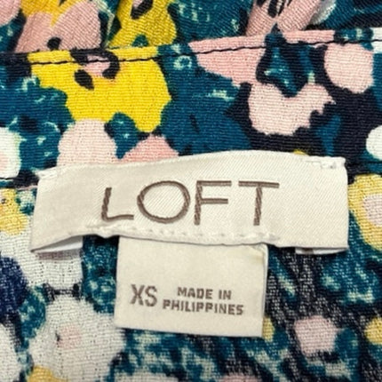 LOFT Multicolor Floral Print Faux Wrap Short Sleeve Tie Waist Romper Jumpsuit XS