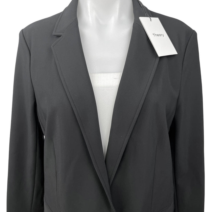 NWT Theory Precision Ponte Casual Black Button Notch Collar Blazer Coat Jacket 8