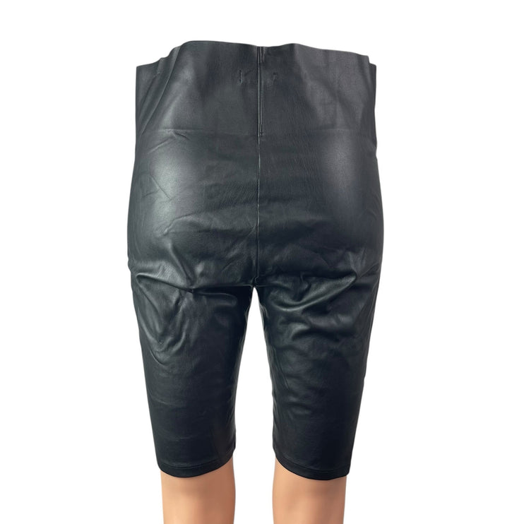 Ann Taylor LOFT Women's Black Faux Vegan Leather Activewear Biker Shorts Size S