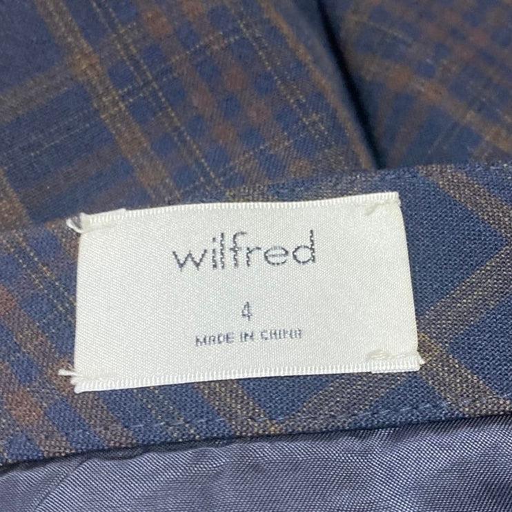 Aritzia Wilfred Blue Plaid Flannel Tartan High Waisted A Line Mini Skirt Size 4